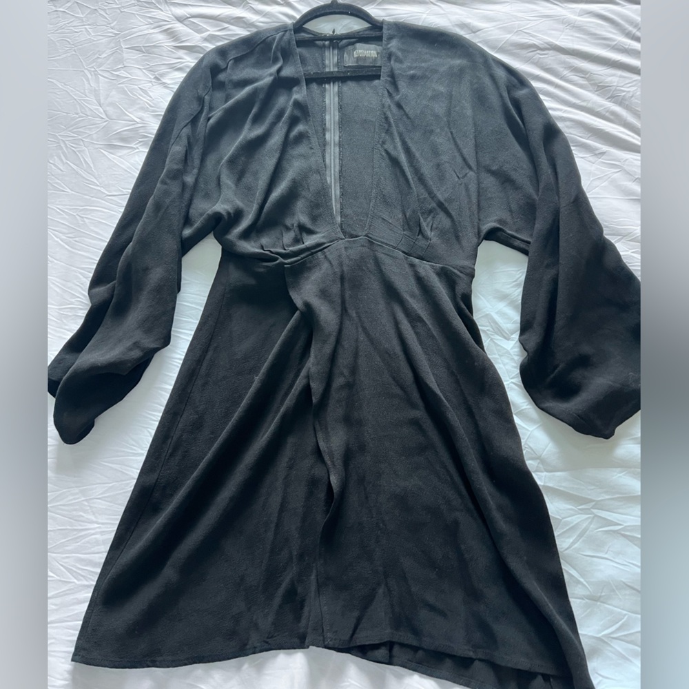 Reformation Deep V Neck Long Sleeve Dress
